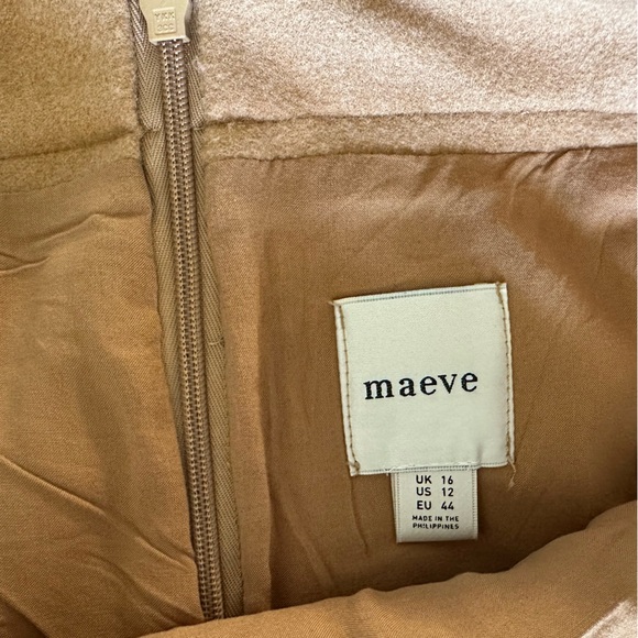 Anthropologie Camel Tan Wool Blend Belted Wrap Mini Skirt - Picture 10 of 12